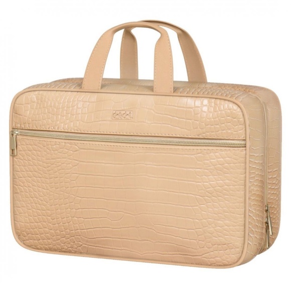 Other - FLASH Premium Quality Hanging Toiletry Travel Bag Faux Leather Beige F213